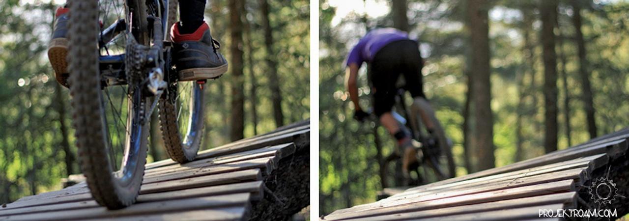 mtb riding on wood stunts